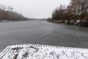 Horejsi Rybnik Pond Freezing During