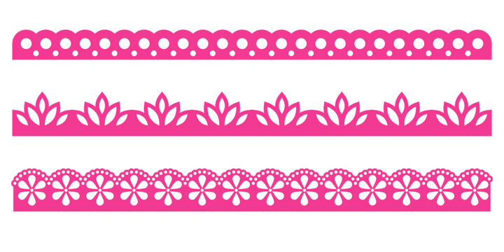 Lace scallop border edge frame pattern vector trim tape simple forms with gentle lines. This punch paper design adds light texture. A soft accent for craft pages.