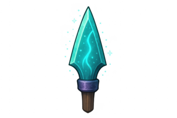 Magic crystal spearhead glowing with mystic energy