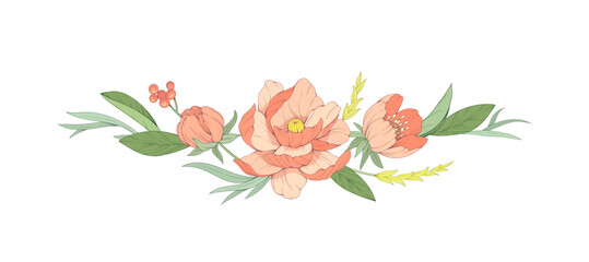 Botanic set of detailed various flowers and brunch. Luxury vintage floral collection for wedding invitation, wallpaper art or save the date card