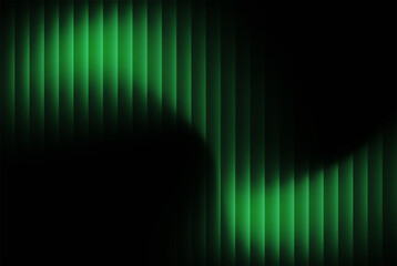 Abstract digital background featuring vibrant vertical green light bars against a deep black backdrop, creating a dynamic, flowing wave pattern reminiscent of an aurora or equalizer display