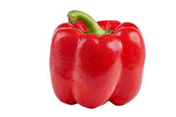 Fresh red bell pepper isolated on transparent background, closeup view