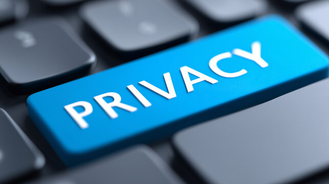Privacy key on computer keyboard, digital security and personal data protection concept for online confidentiality and cybersecurity banners