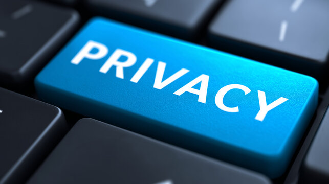 Privacy key on computer keyboard, digital security and personal data protection concept for online confidentiality and cybersecurity banners