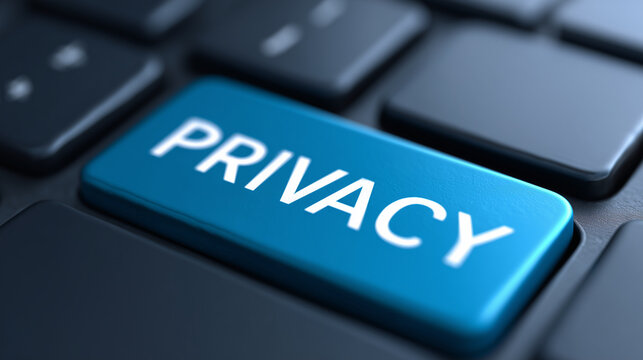 Privacy key on computer keyboard, digital security and personal data protection concept for online confidentiality and cybersecurity banners