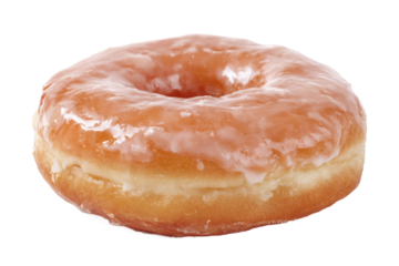 Glazed donut isolated on transparent background, a sweet treat delight