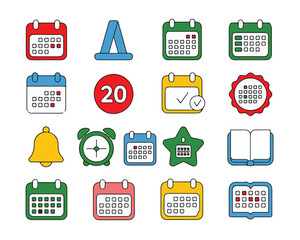 Collection Of Different Calendar Icons For Planning And Reminders With White Background 130 Characters