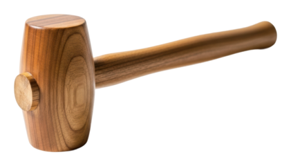 Wooden mallet crafting tool workshop product isolated on transparent background