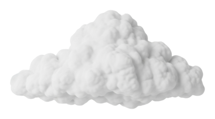 Daylight aerial view of fluffy white cloud formation in nature isolated on transparent background