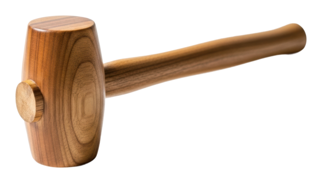 Wooden mallet crafting tool workshop product isolated on transparent background