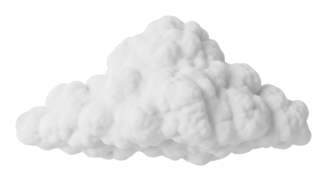 Daylight aerial view of fluffy white cloud formation in nature isolated on transparent background