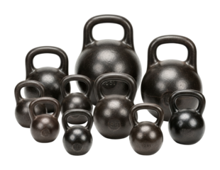 Kettlebell workout routine gym exercise guide fitness action isolated on transparent background