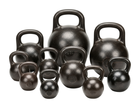 Kettlebell workout routine gym exercise guide fitness action isolated on transparent background
