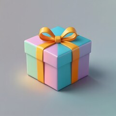Obraz premium Cute 3D Pastel Gift Box Icon with Ribbon