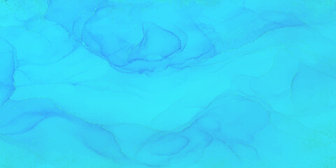 Abstract blue watercolor texture background with cold winter ice pattern and sea waves design