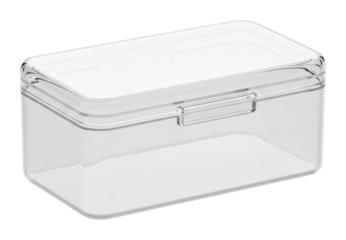 Organizing action with clear storage box home product minimalist isolated on transparent background