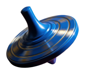 Spinning blue top toy play area digital view isolated on transparent background