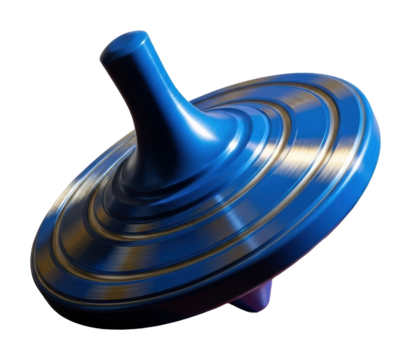 Spinning blue top toy play area digital view isolated on transparent background