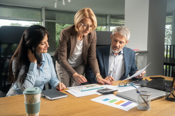 Team of professionals discussing over new business project