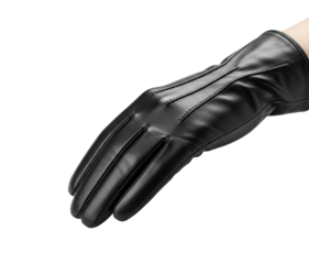 Elegant black leather glove showcase fashion retail product display isolated on transparent background