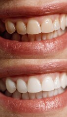 Fototapeta premium Macro Photo of Teeth Whitening Process with Dental Shade Comparison