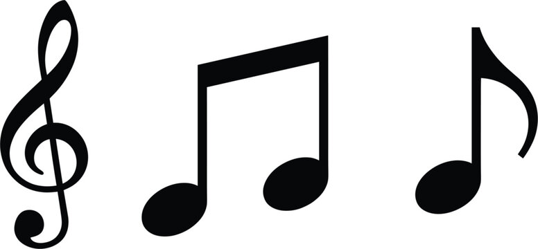 Simple Vector Illustration of Essential Music Elements Including the Treble Clef, a Pair of Eighth Notes, and a Single Eighth Note Symbol.