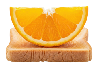 Citrus slice on toast kitchen food bright atmosphere isolated on transparent background