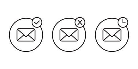 Email Status Icons  Minimalist Outline Design Set