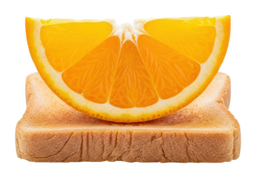 Citrus slice on toast kitchen food bright atmosphere isolated on transparent background