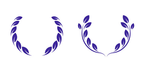Elegant Purple Leaf Wreaths  Vector Laurel Frame Designs