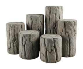 Artistic log sculpture display home decor modern aesthetic isolated on transparent background