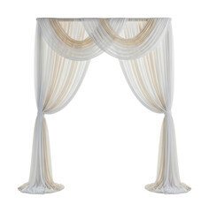 Elegant white drapery backdrop for events venue fabric isolated on transparent background
