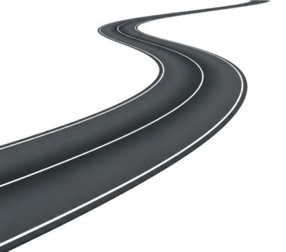 Winding road journey scenic route nature perspective isolated on transparent background
