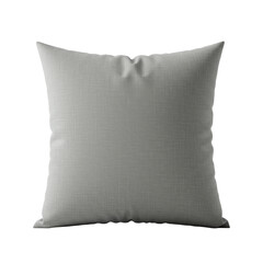 Perfectly square blank grey cotton linen cushion pillow mockup, detailed soft weave texture and stitching, isolated on a transparent background with shadow, neutral e-commerce product template for