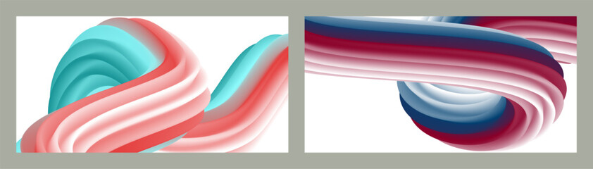 Abstract volumetric background. Cords. set of two illustrations. Toothpaste in a tube. Minimalism. Creative modern background. Cover design, wallpaper