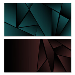 Abstract polygonal pattern. Set of two dark gradient polygonal backgrounds. Background design cover