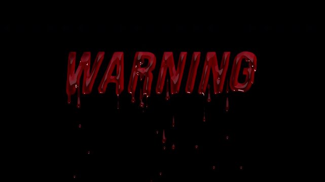 WARNING &ndash; Bloody Horror Text Animation Loop