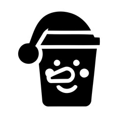 Santa Cup Icon with Hat Vector Silhouette
