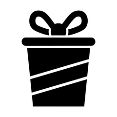 Simple Silhouette of Gift Box with Ribbon Vector Illustration
