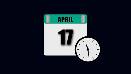 Calendar page showing April 17th with a clock indicating time seventeenth date