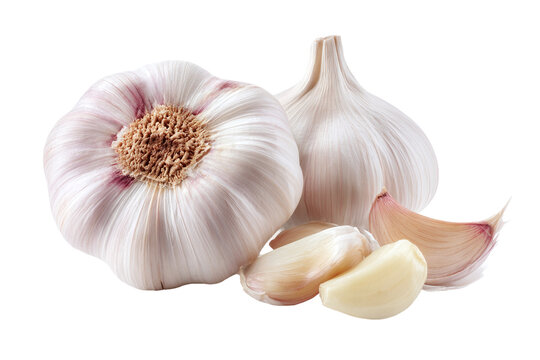 Garlic bulbs and cloves isolated on transparent background for cooking - Powered by Adobe