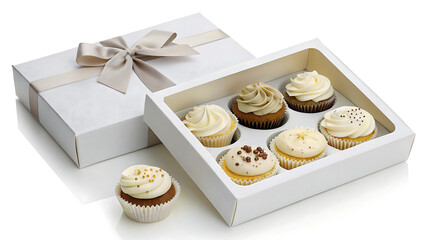 Elegant gift box filled with assorted mini cupcakes ready for celebration