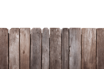 Old wooden fence isolated on transparent background in closeup shot