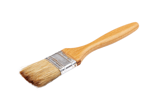 Paint brush with wooden handle isolated on transparent background - Powered by Adobe