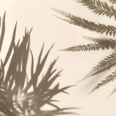 Naklejka premium Beige Background with Tropical Leaf Shadows Overlay