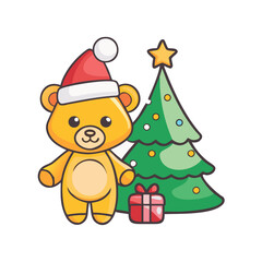 christmas tree with teddy bear