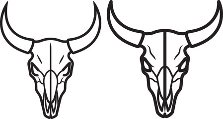 Two detailed bull skull silhouettes