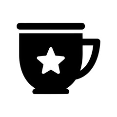 Black Mug Icon with White Star Design Element Vector
