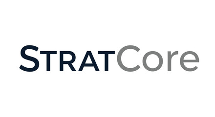 STRATCore company logo with modern typography and distinct two-tone branding on white background