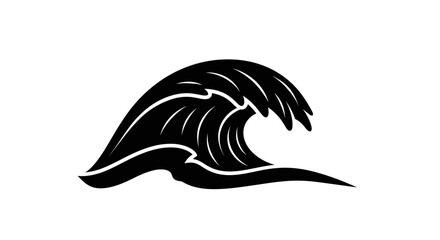 Dynamic Black Ocean Wave Icon Vector Illustration for Surf Sports and Beach Vacation Designs